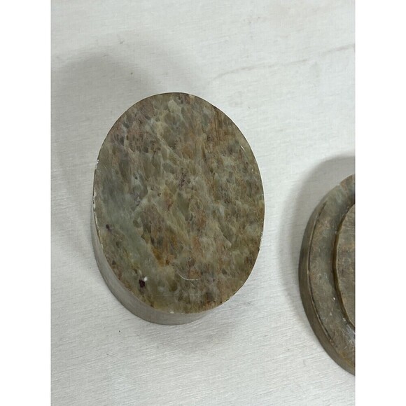 Vintage Soapstone Oval Blue Abalone & Onyx Tulip Inlay Keepsake Box Blue - Picture 11 of 16